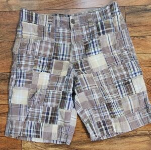 Men's Patchwork Plaid Shorts , Size 34